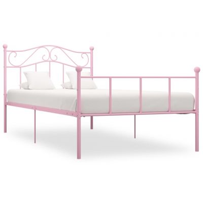 Cadru de pat roz 100 x 200 cm metal