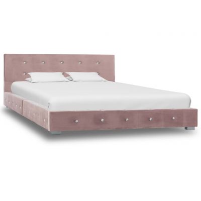 Cadru de pat roz 120 x 200 cm catifea