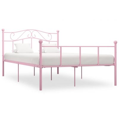 Cadru de pat roz 160 x 200 cm metal