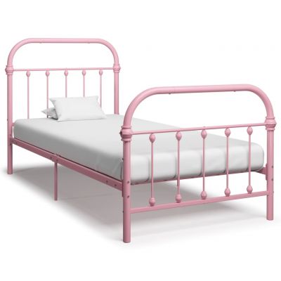 Cadru de pat roz 90 x 200 cm metal