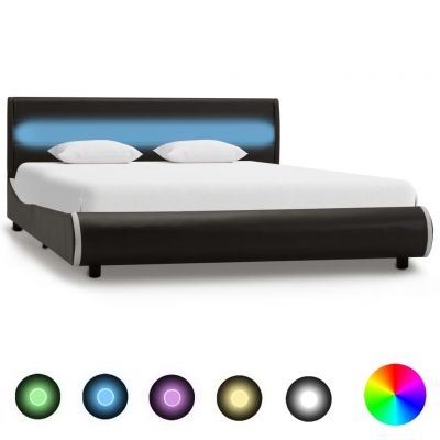 Cadru pat cu LED antracit 140 x 200 cm piele ecologică ieftin