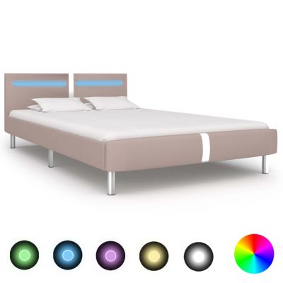Cadru pat cu LED cappuccino 120x200 cm piele artificială ieftin