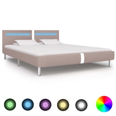 Cadru pat cu LED cappuccino 160x200 cm piele artificială ieftin
