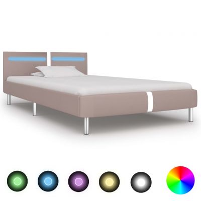 Cadru pat cu LED cappuccino 90x200 cm piele artificială