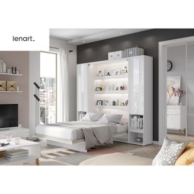 Lenart BED CONCEPT - Ansamblu Pat rabatabil de perete vertical cu mecanism pneumatic 180x200 si 2 dulapuri