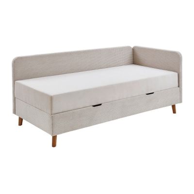 Pat bej tapițat cu spațiu de depozitare 90x200 cm Cabana – Meise Möbel