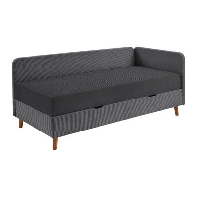 Pat gri închis tapițat cu spațiu de depozitare 90x200 cm Cabana – Meise Möbel