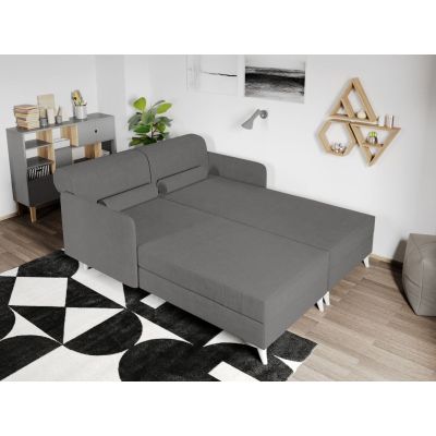 Divan dublu / Pat matrimonial tapitat Gri Deschis Round Rabatabil