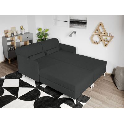 Divan dublu / Pat matrimonial tapitat Gri Inchis Round Fix