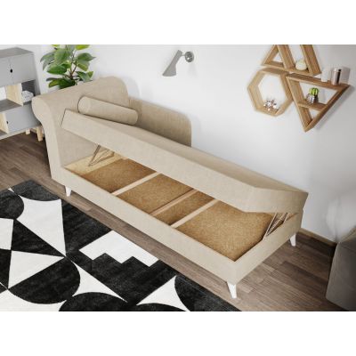 Divan / Pat o persoana tapitat Crem Round Rabatabil