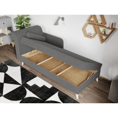 Divan / Pat o persoana tapitat Gri Deschis Round Rabatabil