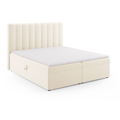 Pat boxspring bej cu spațiu de depozitare 180x200 cm Gina – Milo Casa