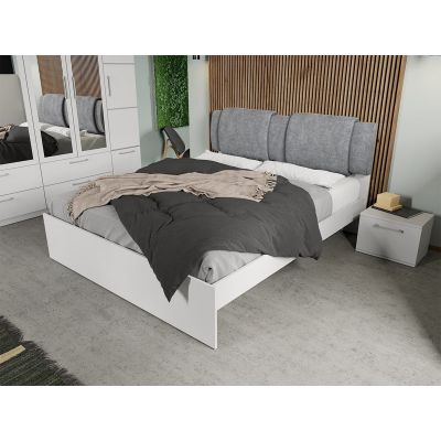 Pat Alb cu tapiterie gri - Acapulco 140x200 Fara sertare