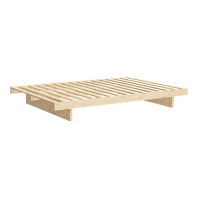 Pat în culoare naturală din lemn masiv de pin cu somieră 120x200 cm Kanso – Karup Design ieftin