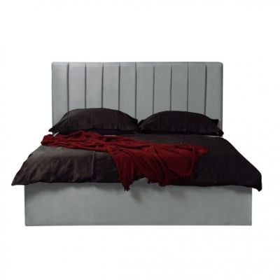 Pat Tapitat Ravel, Gri, Dimensiune Saltea 160 x 200 Cm, Cu Somiera Rabatabila