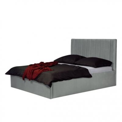 Pat Tapitat Ravel, Gri, Dimensiune Saltea 160 x 200 Cm, Cu Somiera Rabatabila