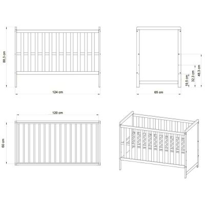 Patut copii din lemn Paula 120x60 alb