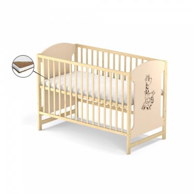 Patut fara sertar Vessanti Milo Girafa Crem cu Natur + Saltea cocos 10 cm