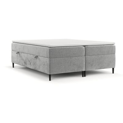 Pat boxspring gri cu spațiu de depozitare 140x200 cm Araya – Maison de Rêve