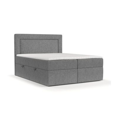 Pat boxspring gri cu spațiu de depozitare 140x200 cm Imagine – Maison de Rêve