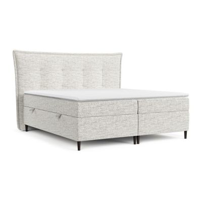 Pat boxspring gri deschis cu spațiu de depozitare 140x200 cm Sinai – Maison de Rêve