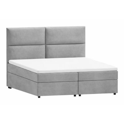 Pat boxspring gri deschis cu spaÈiu de depozitare 200x200 cm Rico âRopez
