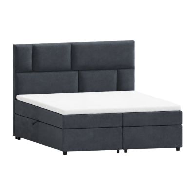 Pat boxspring gri închis cu spațiu de depozitare 160x200 cm Lola – Ropez