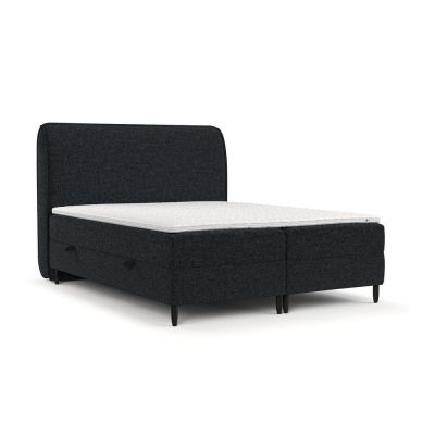 Pat boxspring negru cu spațiu de depozitare 140x200 cm Melba – Maison de Rêve