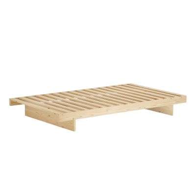 Pat în culoare naturală din lemn masiv de pin cu somieră 90x200 cm Kanso – Karup Design ieftin