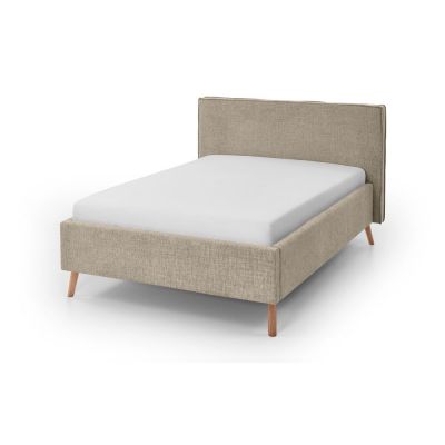 Pat matrimonial bej tapițat cu spațiu de depozitare cu somieră 140x200 cm Riva – Meise Möbel