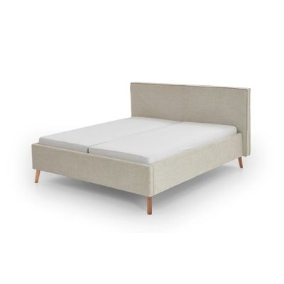 Pat matrimonial crem tapițat cu spațiu de depozitare cu somieră 180x200 cm Riva – Meise Möbel