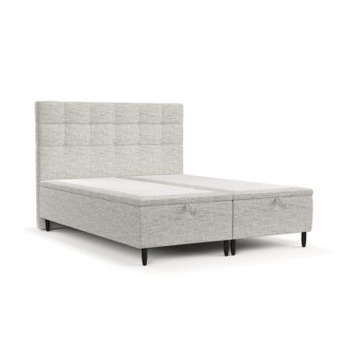 Pat matrimonial gri deschis tapițat cu spațiu de depozitare 140x200 cm Senses – Maison de Rêve