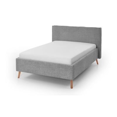Pat matrimonial gri deschis tapițat cu spațiu de depozitare cu somieră 140x200 cm Riva – Meise Möbel