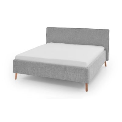 Pat matrimonial gri deschis tapițat cu spațiu de depozitare cu somieră 180x200 cm Riva – Meise Möbel