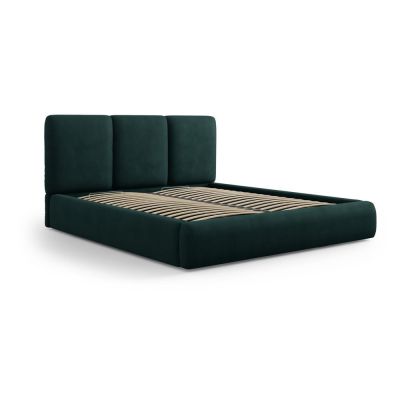 Pat matrimonial verde închis tapițat cu spațiu de depozitare cu somieră 180x200 cm Brody – Mazzini Beds