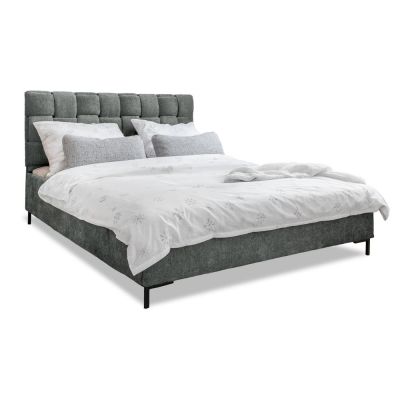 Pat matrimonial verde prăfuit tapițat cu somieră 140x200 cm Eve – Miuform