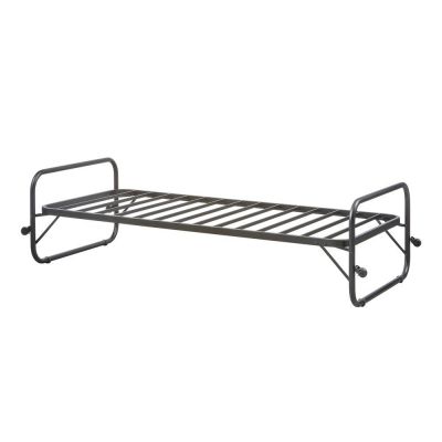Pat negru din metal pliabil cu somieră 90x200 cm Lucy – WOOOD