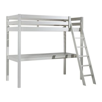 Pat pentru copii alb înalt din lemn masiv de pin 90x200 cm PINO – Vipack