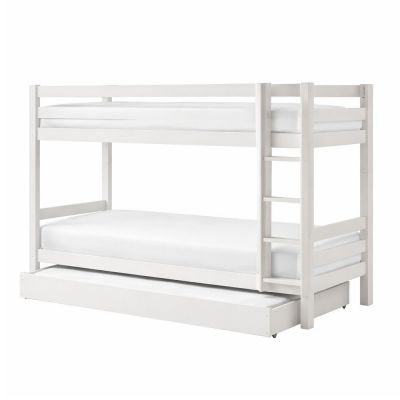 Pat pentru copii alb supraetajat/cu extensie suplimentarÄdin lemn de pin cu spaÈu009Biu de depozitare 90x200 cm PINO âu0080Vipack