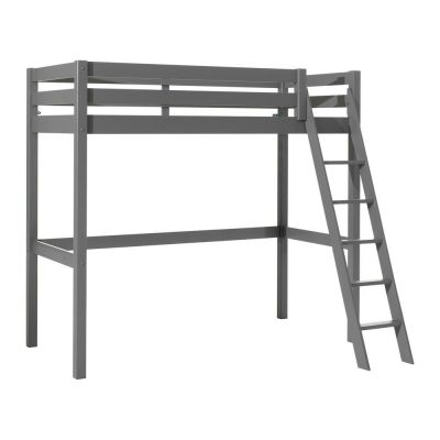Pat pentru copii gri înalt din lemn masiv de pin 90x200 cm PINO – Vipack