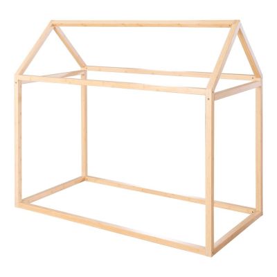 Pat pentru copii în culoare naturală de tip casă 70x140 cm Montessori – Roba