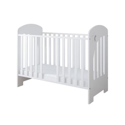 Patut din lemn 120x60cm cu somiera reglabila pe 3 nivele de inaltime si margine din silicon pentru protectie dintisori Little Star White