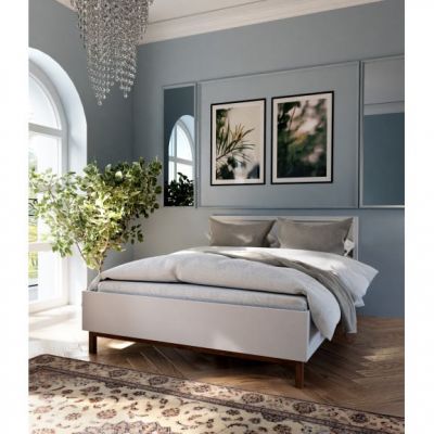 Set Pat Pickadilly, Dimensiune saltea 150 x 200 Cm, Cu somiera, Gri Deschis Si Stejar Pamantiu
