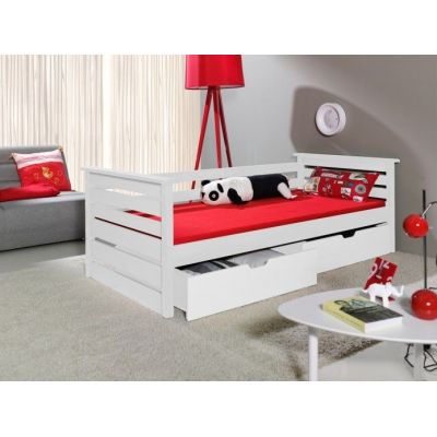Pat din lemn de pin cu 2 sertare pentru copii Kalina Alb, 200 x 90 cm Pat din lemn de pin cu 2 sertare pentru copii Kalina Alb, 200 x 90 cm