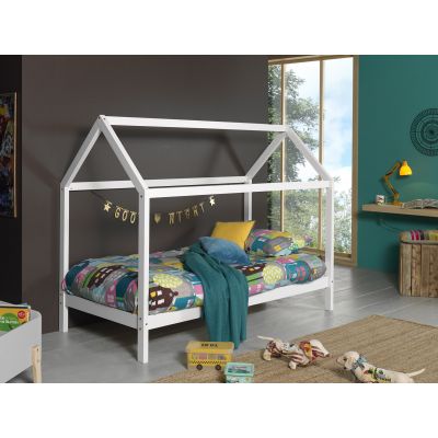 Pat din lemn de pin pentru copii tip casuta Dallas Alb, 200 x 90 cm Pat din lemn de pin pentru copii tip casuta Dallas Alb, 200 x 90 cm