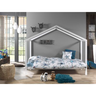 Pat din lemn de pin pentru copii tip casuta Dallas House Alb, 200 x 90 cm Pat din lemn de pin pentru copii tip casuta Dallas House Alb, 200 x 90 cm