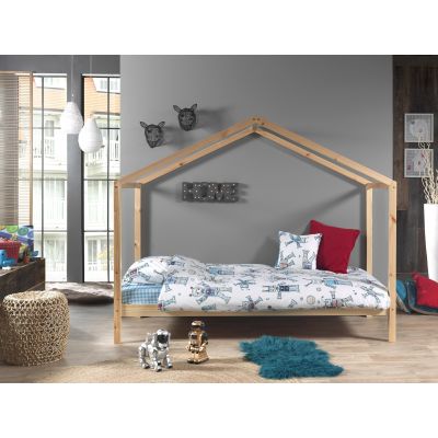 Pat din lemn de pin pentru copii tip casuta Dallas House Natural, 200 x 90 cm Pat din lemn de pin pentru copii tip casuta Dallas House Natural, 200 x 90 cm