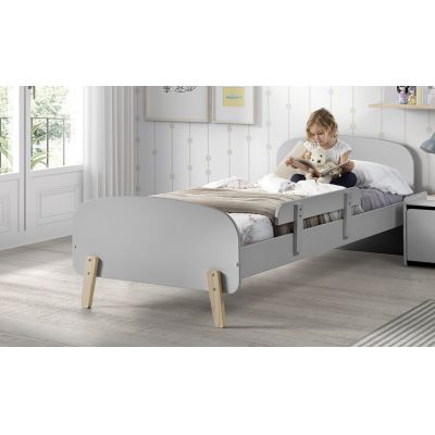 Pat din lemn de pin si MDF cu protectie, pentru copii Kiddy Gri, 200 x 90 cm Pat din lemn de pin si MDF cu protectie, pentru copii Kiddy Gri, 200 x 90 cm