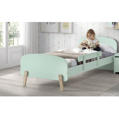 Pat din lemn de pin si MDF cu protectie, pentru copii Kiddy Verde Mint, 200 x 90 cm