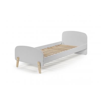 Pat din lemn de pin si MDF pentru copii Kiddy Gri, 200 x 90 cm